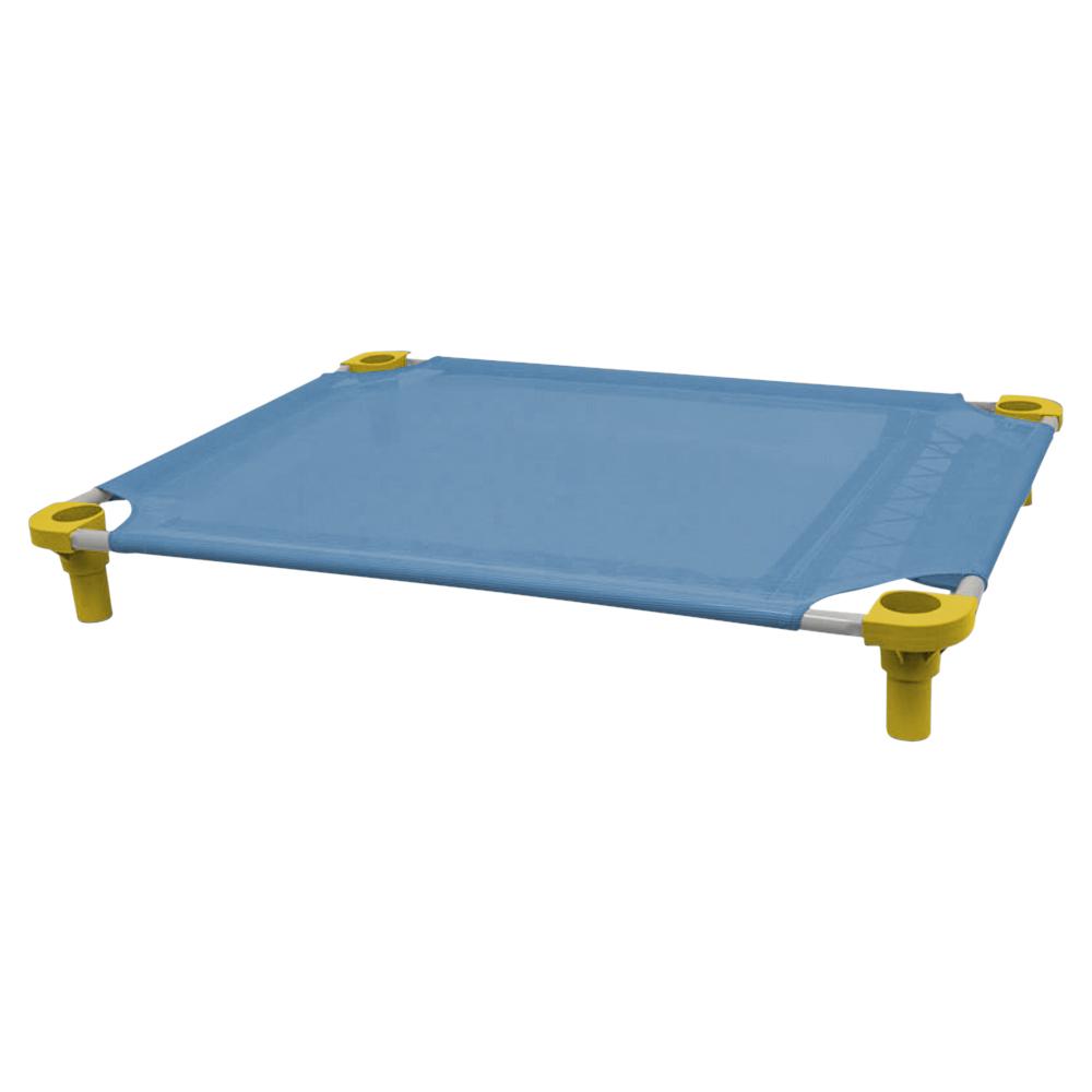 40x30 Pet Cot in Sistine Blue with Yellow Legs, Unassembled