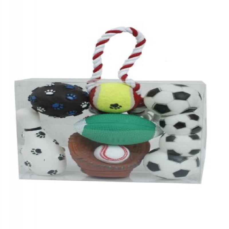 6 Piece Sports Themed Pet Toy Set