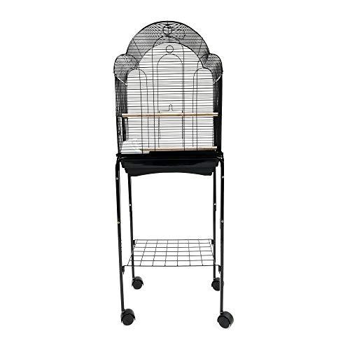 YML 1704 Bar Spacing Shell Top Bird Cage black with stand