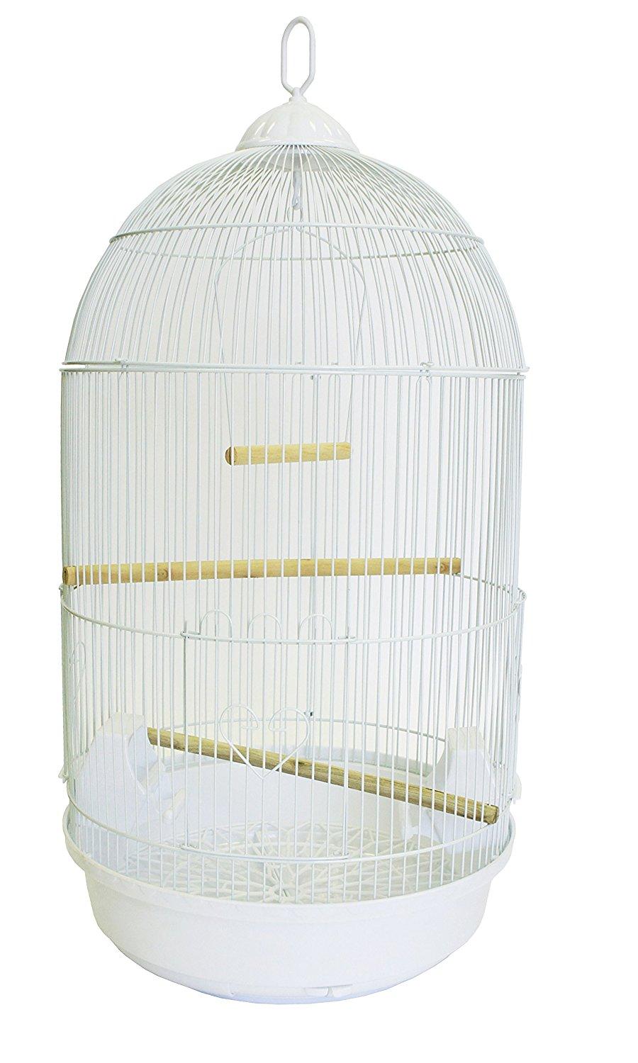 YML A1594 Bar Spacing Round Bird Cage, White, Large