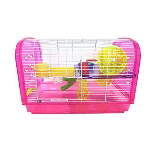 H1812A Clear Plastic Dwarf Hamster, Mice Cage, Dome with Color Accessories, Pink