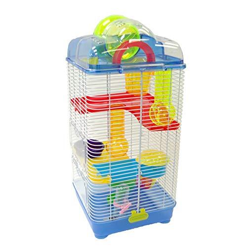 3 Level Clear Plastic Dwarf Hamster, Mice Cage with Ball on Top, Blue