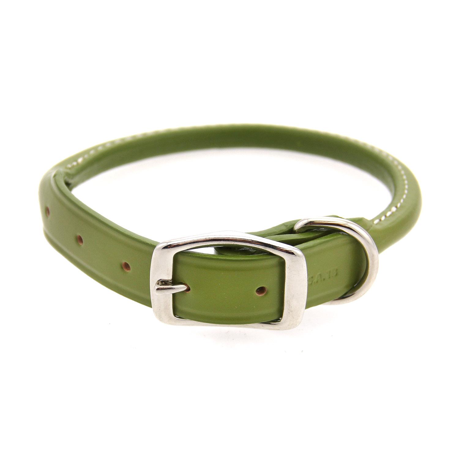 Round Leather Dog Collar by Auburn Leather - Green