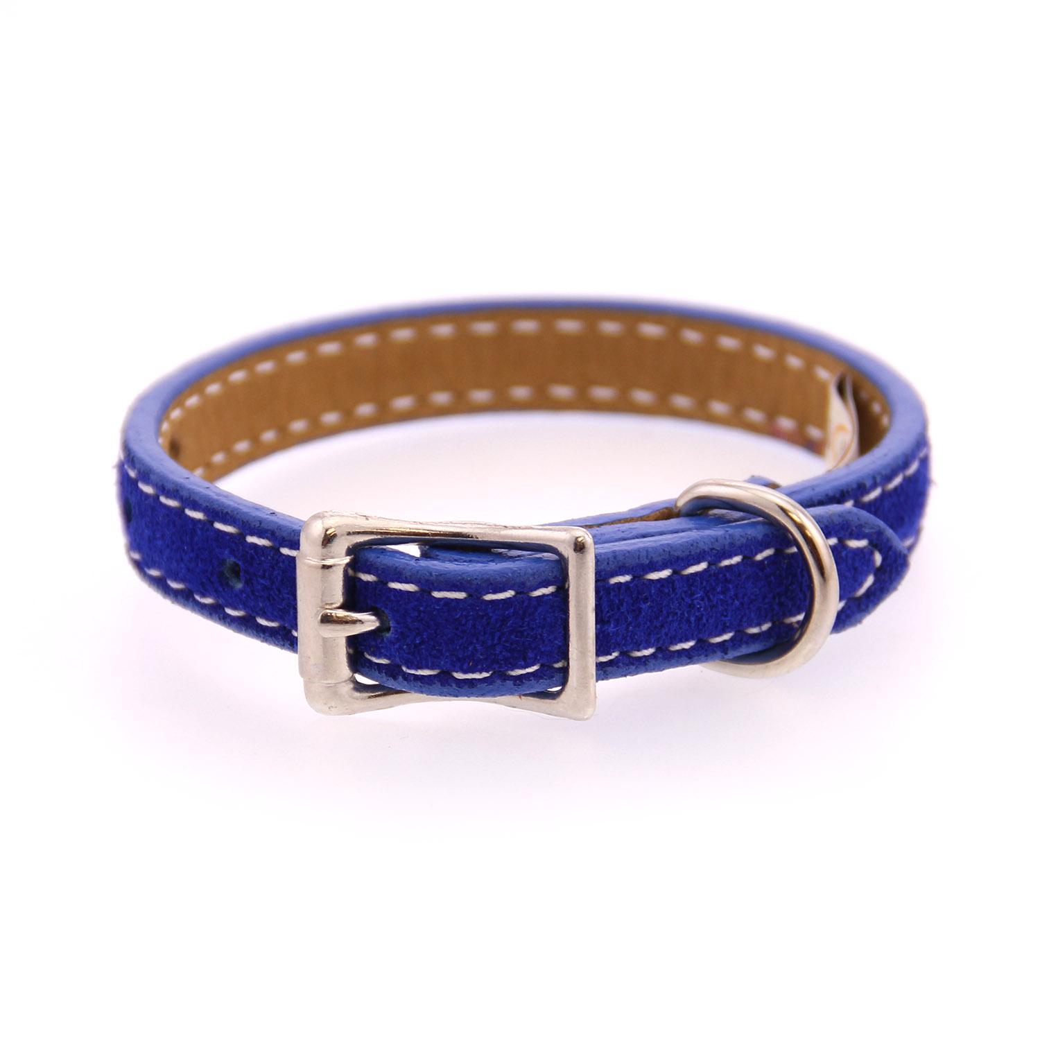 Saratoga Suede Leather Dog Collar by Auburn Leather - Blue