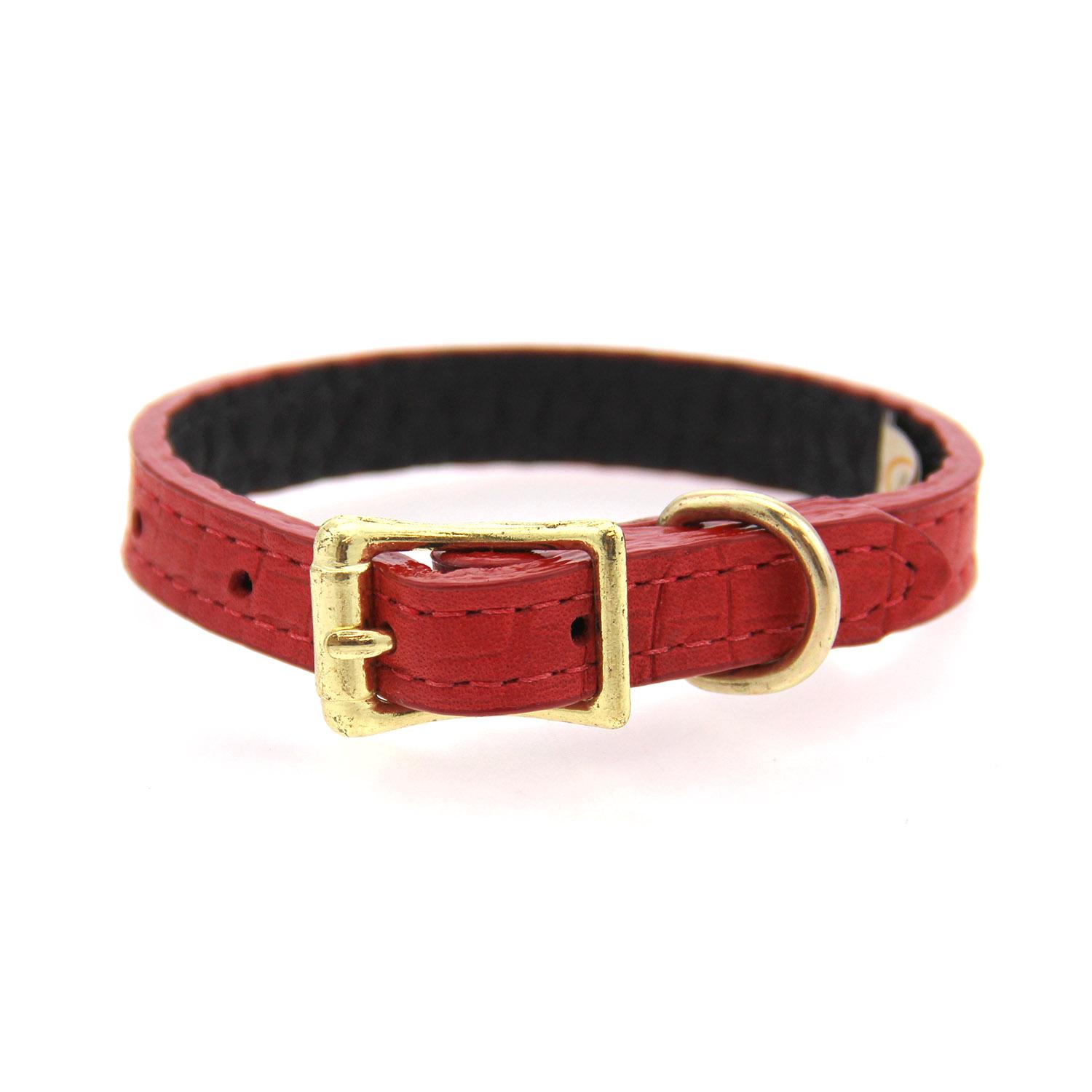 Savannah Leather Dog Collar by Auburn Leather - Lizard Red
