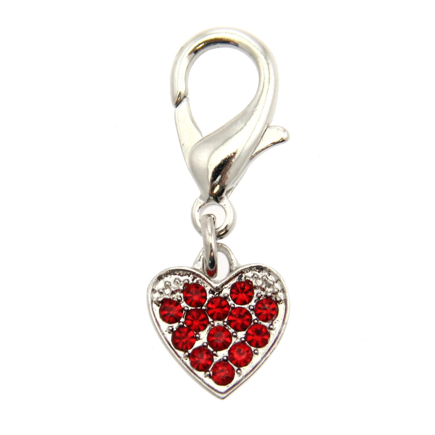 Basic Heart D-Ring Pet Collar Charm by FouFou Dog - Red