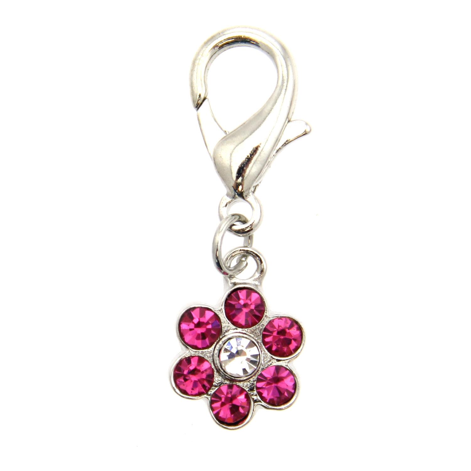 Flower D-Ring Pet Collar Charm by FouFou Dog - Pink