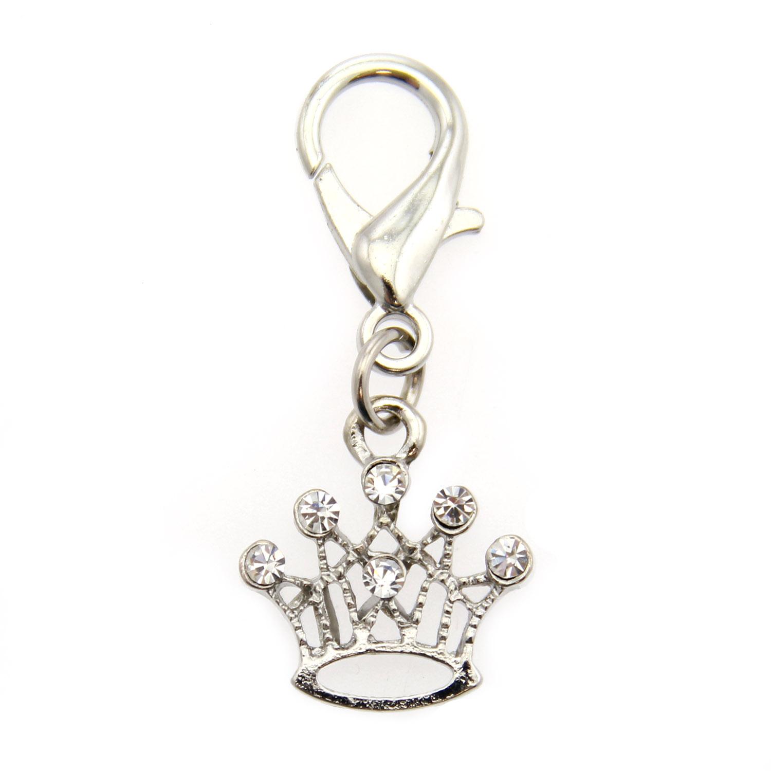 Crown D-Ring Pet Collar Charm by FouFou Dog - Clear