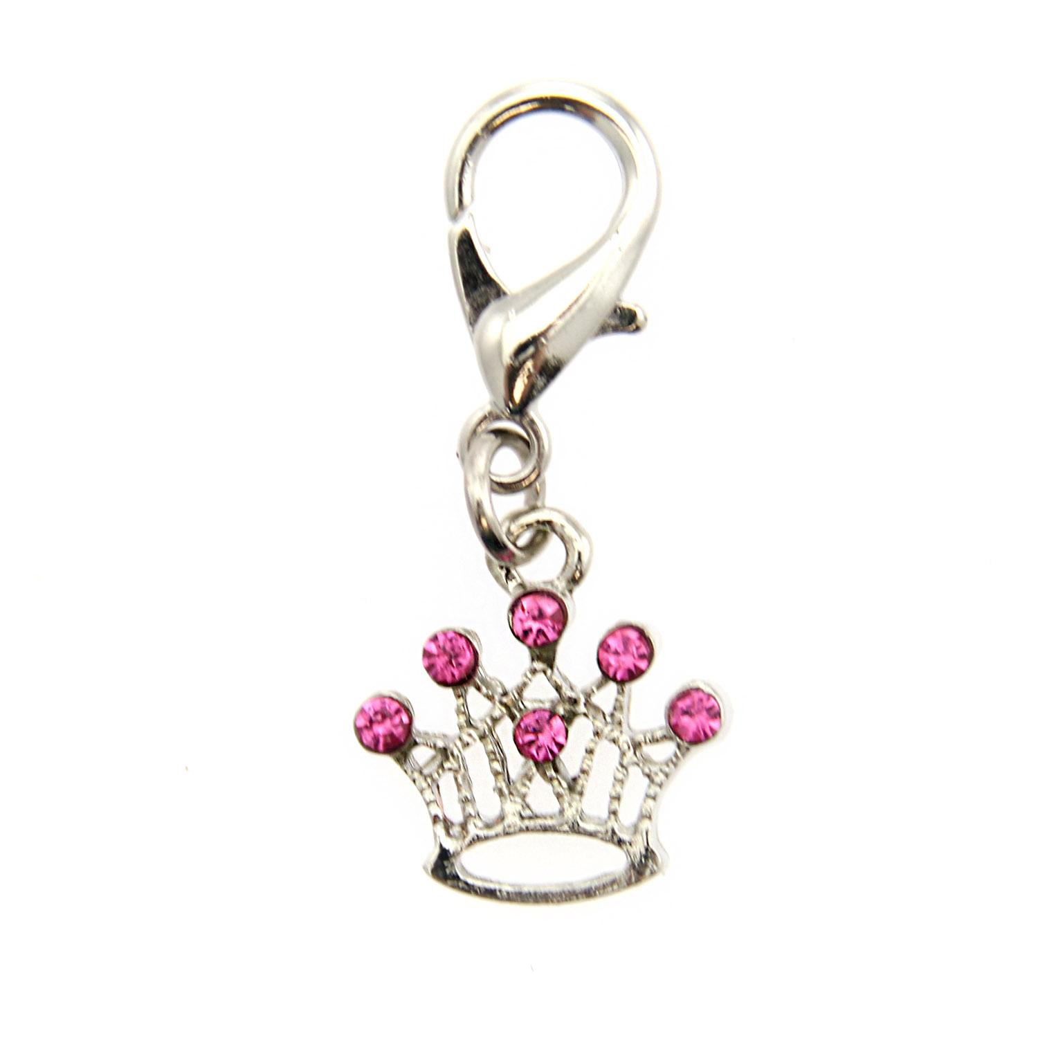 Crown D-Ring Pet Collar Charm by FouFou Dog - Pink