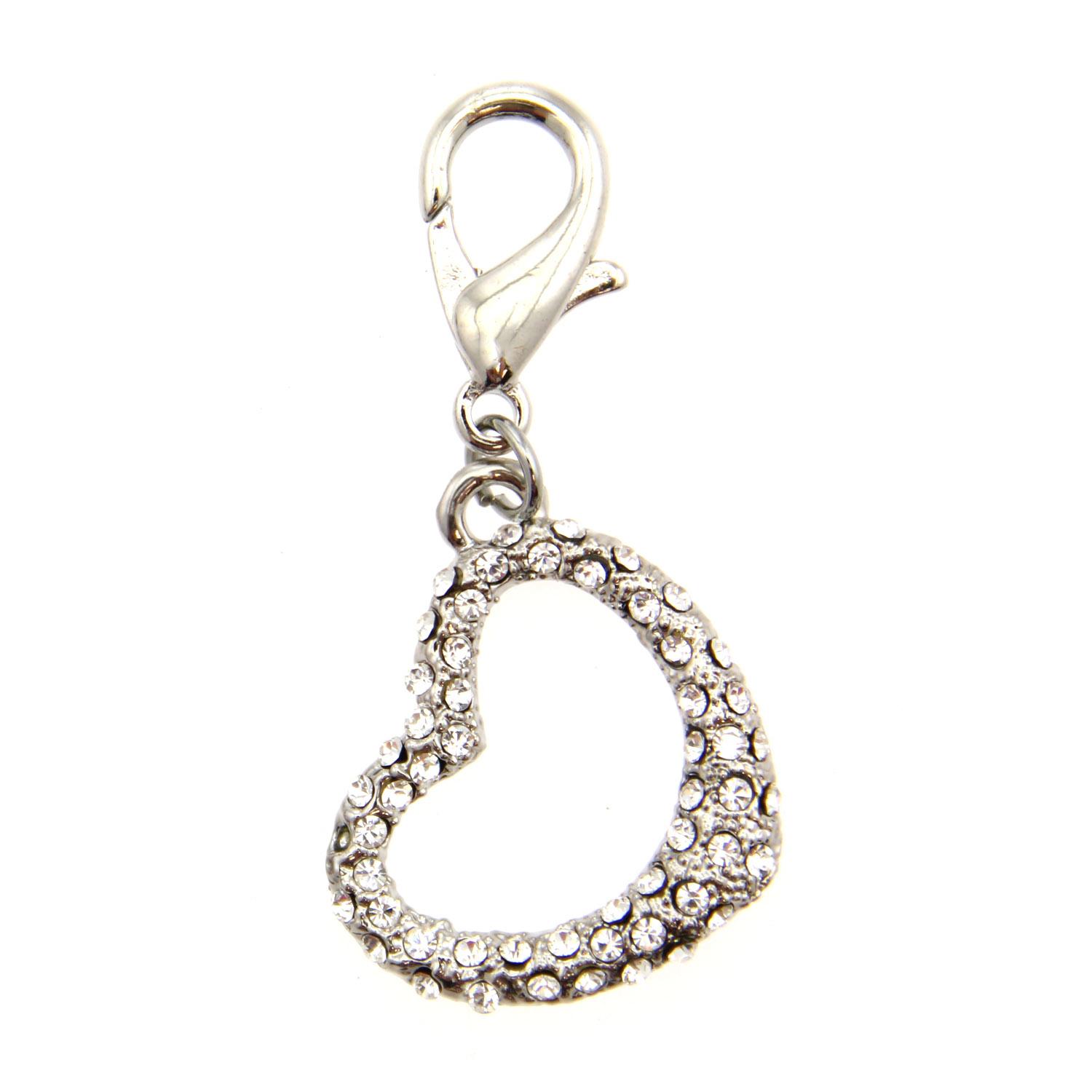 Tiff-Fou-Ny Heart D-Ring Pet Collar Charm by FouFou Dog - Clear