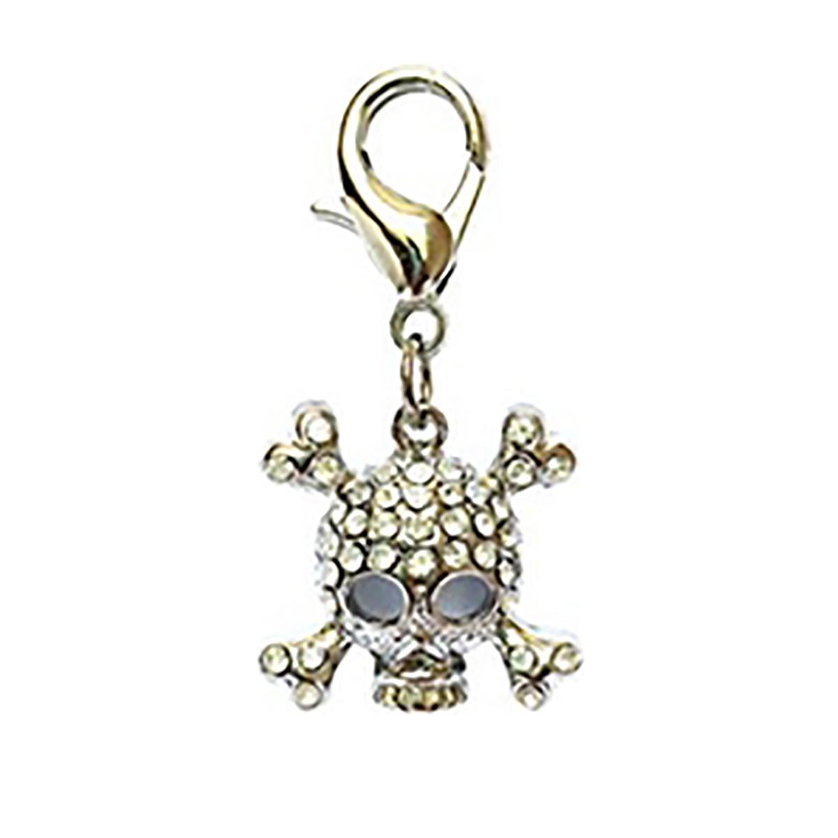 Skull D-Ring Pet Collar Charm by FouFou Dog - Clear