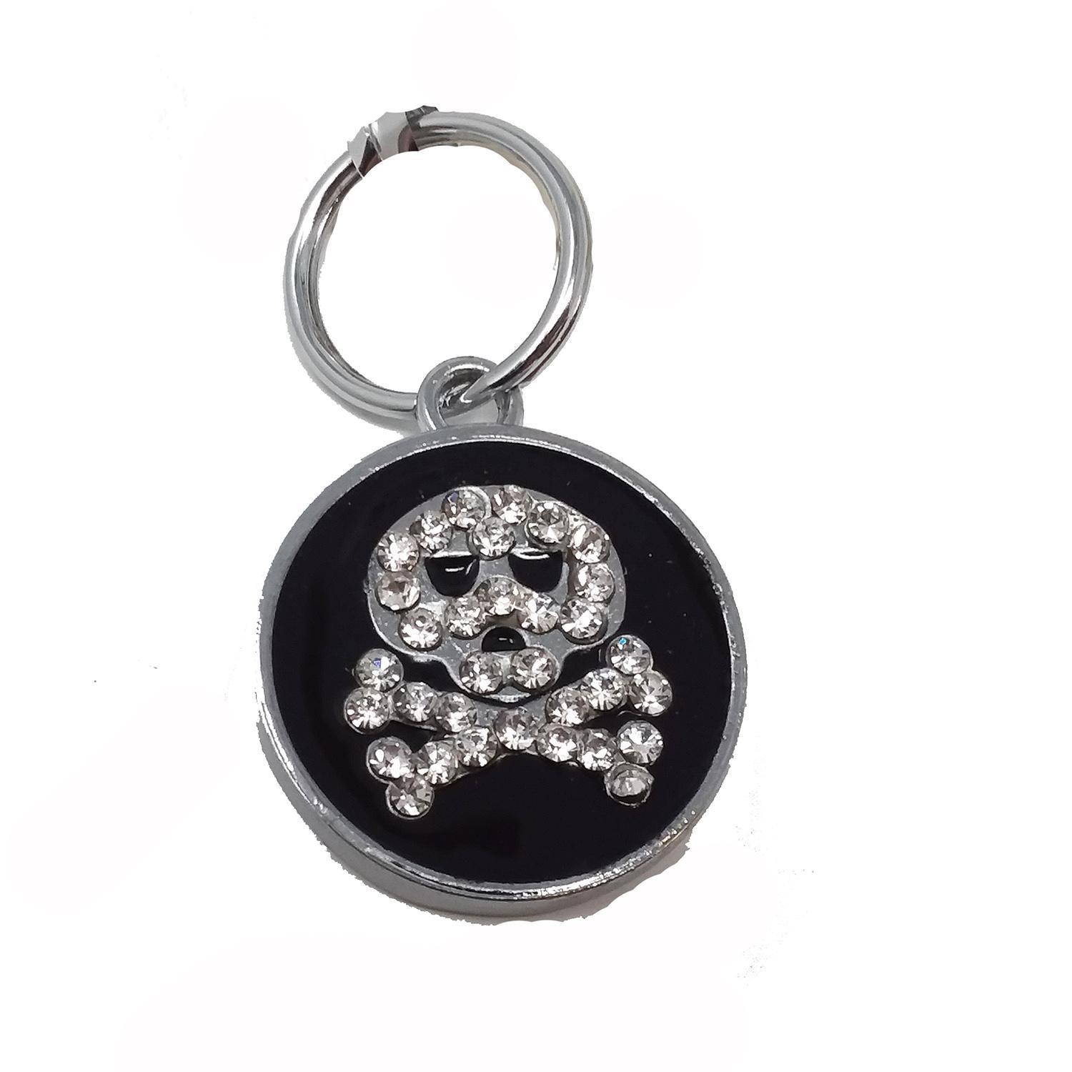 Enamel Circle Skull D-Ring Pet Collar Charm by foufou Dog - Black