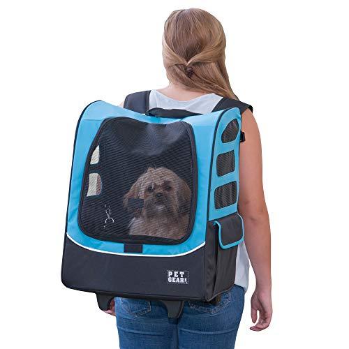 Pet Gear I-GO2 Roller Backpack, Travel Carrier, Car Seat for Cats/Dogs, Mesh Ventilation, Included Tether, Telescoping Handle, Storage Pouch, ocean blue, extra large plus traveler (PG1280OB)