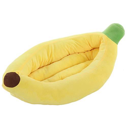 Silicute Dog Bed Cat Bed Pet Bed Comfortable and Washable in Banana Shape and Color w/Removable Cushion (Large, Medium, Small) (Small)