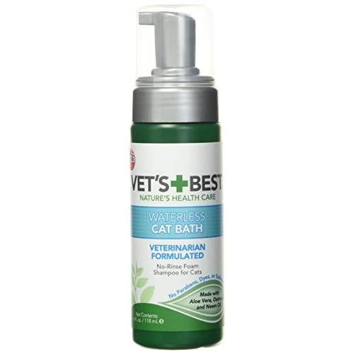 Vets Best Waterless Cat Bath | No Rinse Waterless Dry Shampoo for Cats | Veterinarian Formulated | 4 Ounces