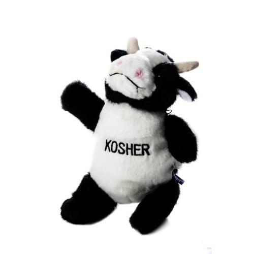 Copa Judaica Chewish Treat Kosher Cow Squeaker Plush Dog Toy, 7.5 by 7 by 11-Inch, Black and White