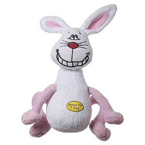 Multipet Deedle Dude Singing White Rabbit Plush Dog Toy, 8-Inch