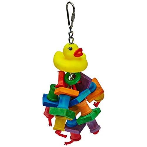 A&E Cage Company HB708 Happy Beaks Rubber Duck Monster Assorted Bird Toy, 2 by 9.5