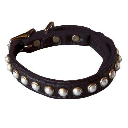 Kitty Planet South Sea Pearl Leather Safety Cat Collar - Mysterious (Black)
