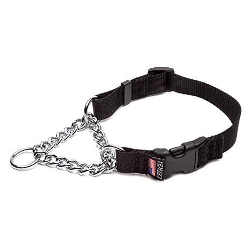 Cetacea Chain Martingale Dog/Pet Collar with Quick Release, Large, Black