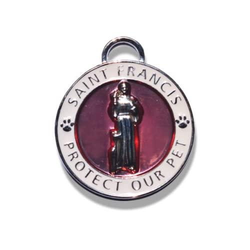 Luxepets Pet Collar Charm, Saint Francis of Assisi, Small, Pink