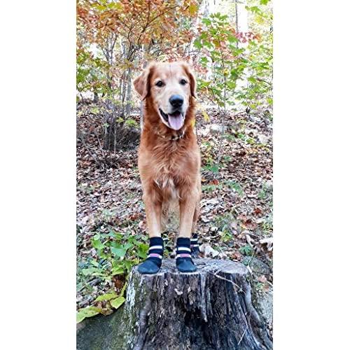 Bark Brite All Weather Neoprene Paw Protector Dog Boots with Reflective Straps in 5 Sizes! (Lg) Travel Zipper Case Included!
