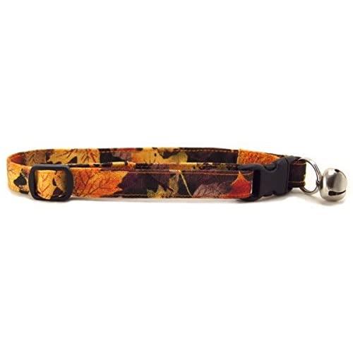 K9 Bytes Autumn Leaves Cute Design Adjustable Collars for Cats (Kittens) with Bell.