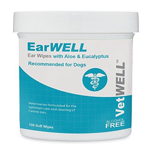 VetWELL Dog Ear Wipes - Otic Cleaning Wipes for Infections and Controlling Ear Infections and Ear Odor in Pets - EarWELL 100 Count