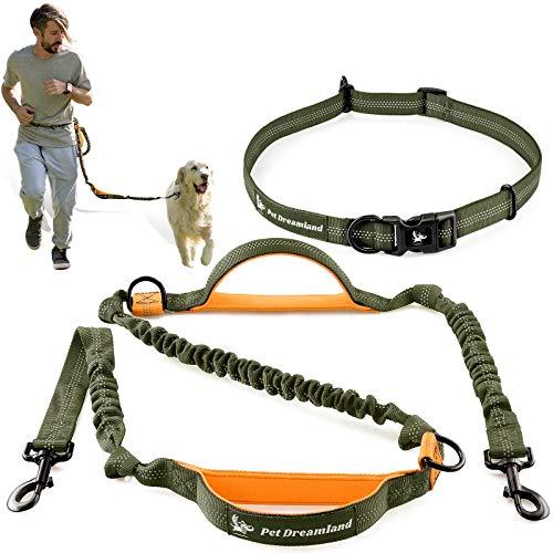 Pet Dreamland Hands Free Leash for Running Large Dogs - Waist Dog Leash - Professional Shock Absorbing Bungee Harness - Reflective Dog Running Belt