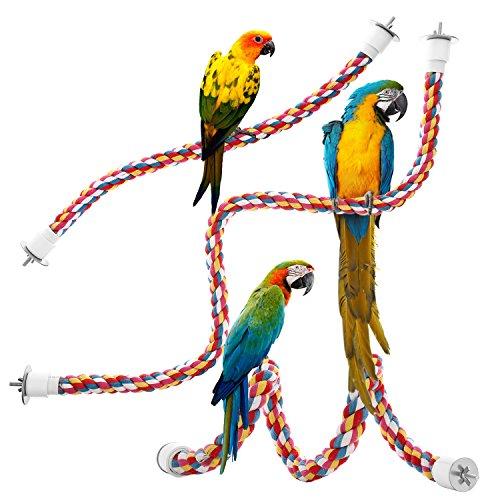 Jusney Bird Rope Perches,Parrot Toys 21 inches Rope Bungee Bird Toy (21 inches)[1 Pack]
