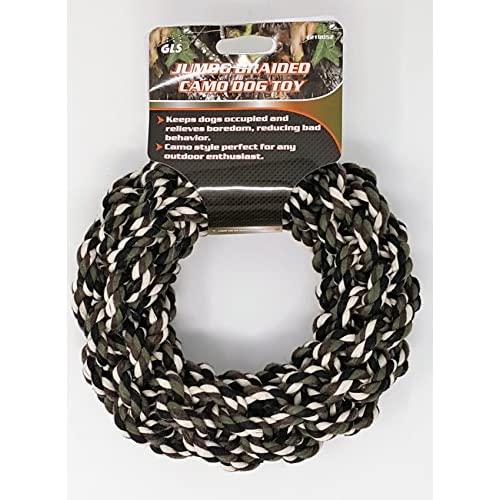GLS Jumbo Braided Camo Rope Dog Toy, Heavy Duty Rope Chew Toy, Pull Ring Design