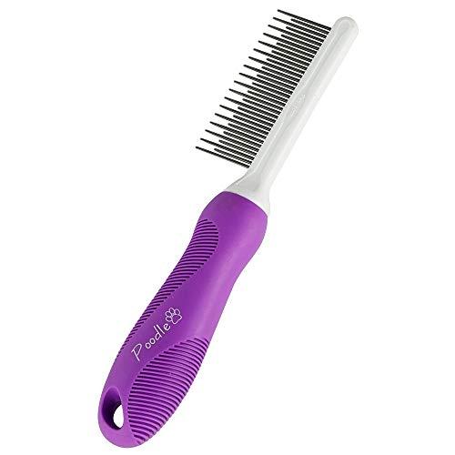 Detangling Pet Comb with Long & Short Stainless Steel Teeth for Removing Matted Fur, Knots & Tangles 