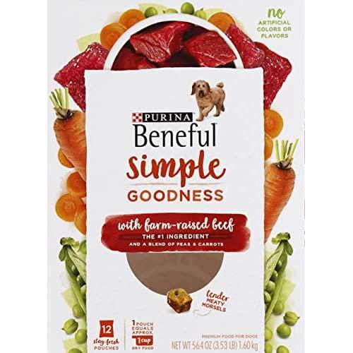 Purina Beneful Simple Goodness with Farm-Raised Beef and A Blend of Peas and Carrots (12- Stay Fresh Packs)