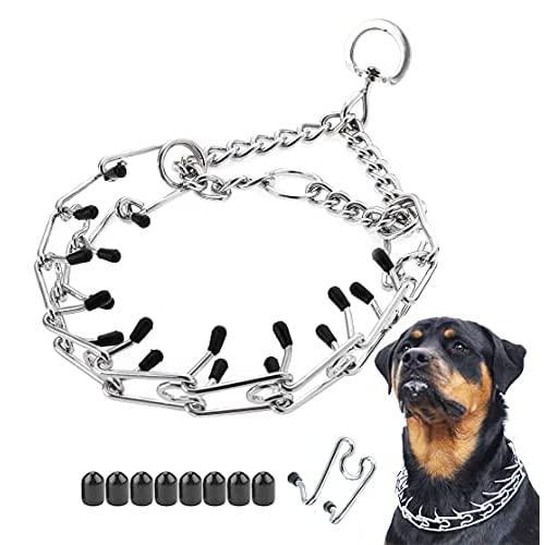 Mayerzon Dog Prong Collar, Classic Stainless Steel Choke Pinch Dog Chain Collar with Comfort Tips, 5 (M, Silver)
