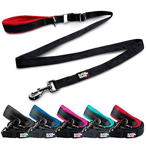 Black Rhino - Dog Leash Adjustable Length (3 -5 Feet) with Soft Neoprene Padded Handle | Heavy Duty Lead for Easy Control | Small Medium Large Breeds | Reflective Stitching (Red/Black)