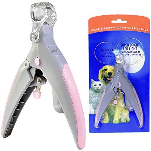 Helishy Illuminated Pet Nail Clipper, 5X Magnification Pet Nail Scissor Safe with LED Light, Pet Grooming Nail Care Tool Great for Dogs Cats