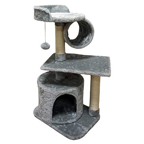 FISH&NAP US01H Cat Tree Cat Tower Cat Condo Sisal Scratching Posts with Jump Platform and Cat Ring Cat Furniture Activity Center Kitten Play House Grey