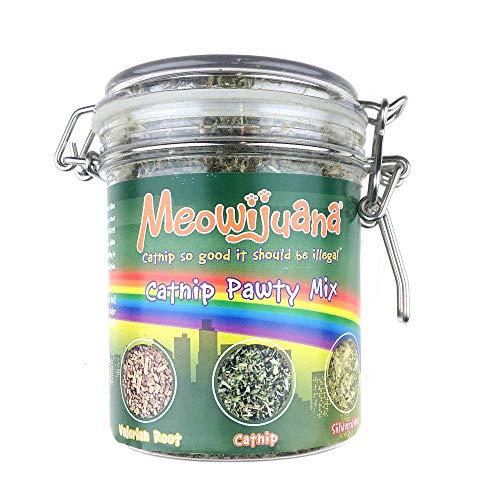 Meowijuana | Catnip Pawty Mix | Organic | Dried Premium 7 Herb Blend | High Potency | Perfect for Cat Toys | Grown in The USA | Feline and Cat Lover Approved