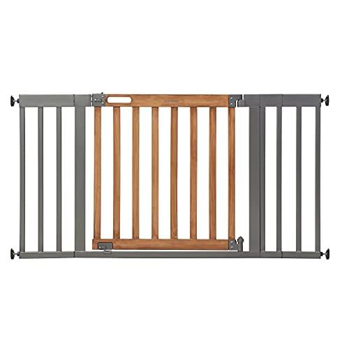 Summer West End Safety Baby Gate, Honey Oak Stained Wood with Slate Metal Frame 