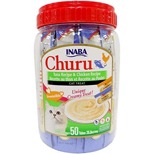 INABA Churu Cat Treats, Grain-Free, Lickable, Squeezable Creamy Pur
