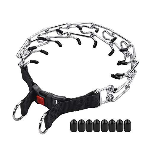 Aheasoun Prong Collar for Dogs, Pinch Collar for Dogs, Adjustable Stainless Steel Links with Comfort Rubber Tips, High Strength Quick Release Buckle, for Medium Dogs (Medium, 3.0mm, 19.6-Inch)