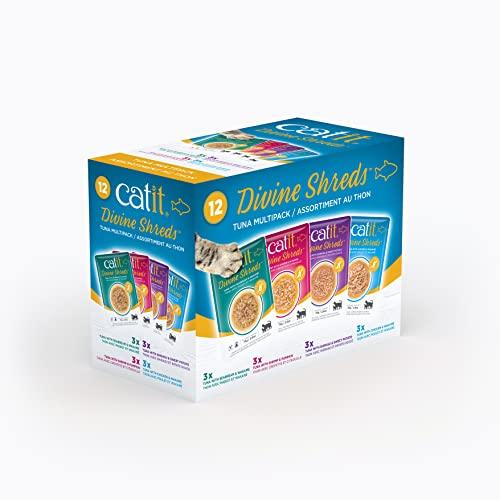 Catit Divine Shreds Premium Cat Food Topper, 12 Pack, Tuna