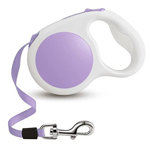 Lavender Purple Retractable Dog Leash 10 ft for Small and Medium Dogs and Cats, One Button Brake, Pause, Lock by LFCXHTY