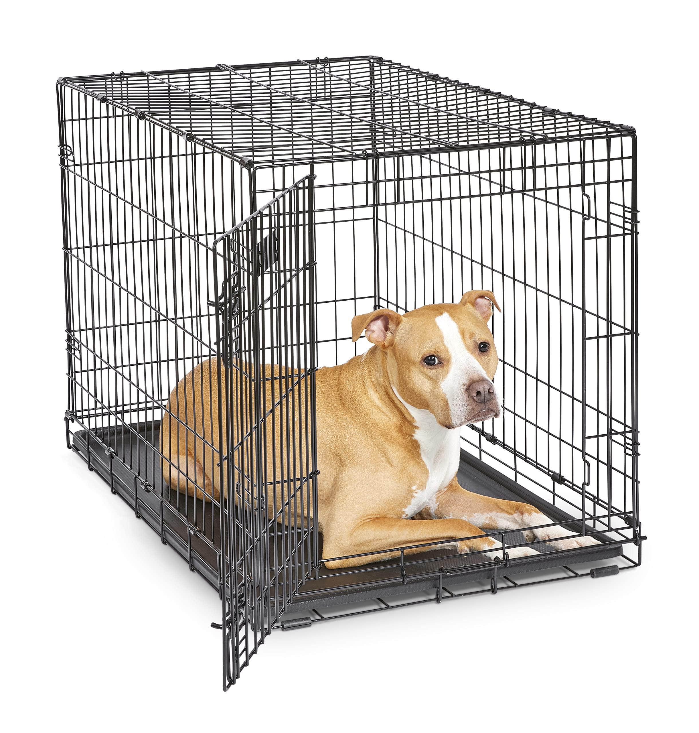 MidWest Homes for Pets Newly Enhanced Single & Double Door iCrate Dog Crate, Includes Leak-Proof Pan, Floor Protecting Feet , Divider Panel & New Patented Features