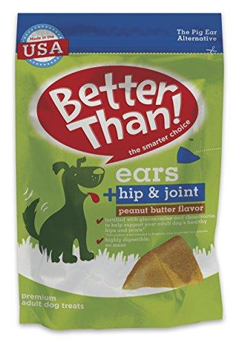 Better Than Ears Premium Dog Treats, Hip & Joint Peanut Butter Flavor, 9 Count Pouch (Pack of 4)