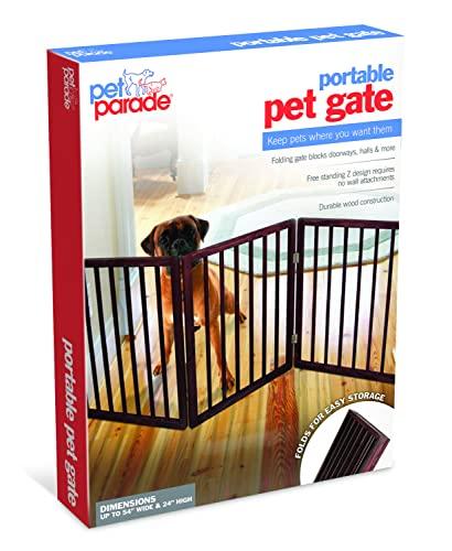Jobar Pet Parade Folding Pet Gate, Brown, Extra Wide