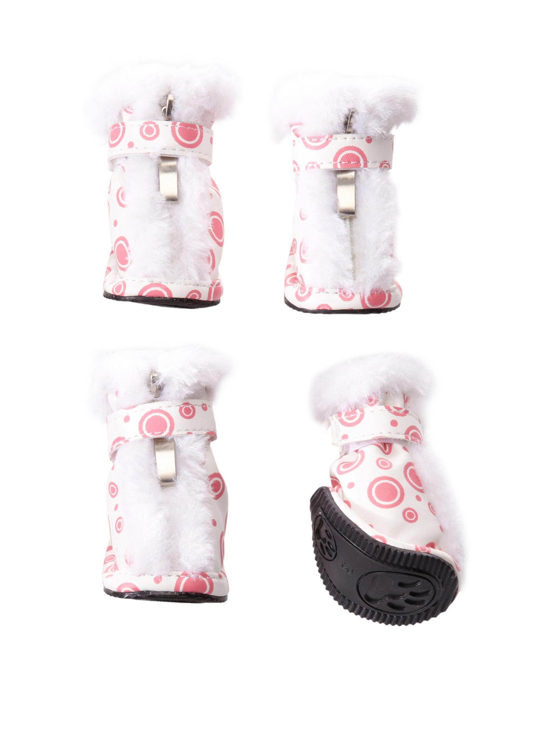 Pet Life Ultra-Fur comfort Boots PinkWhite Medium