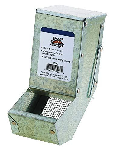 Pet Lodge Steel Small Animal Feeder with Lid and Sifter Bottom Small Animal Feed Box, Hold Several Days Worth of Feed, Great for Rabbits, Ferrets and Other Small Animals (3 Inch) (Item No. AF3SL)