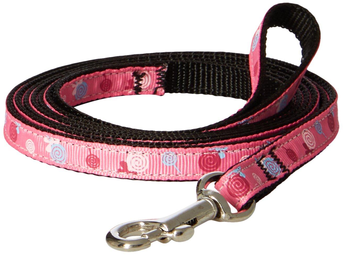 Mirage Pet Products Lollipops Nylon Ribbon Leash for Pets 38-Inch by 6-Feet Bright Pink