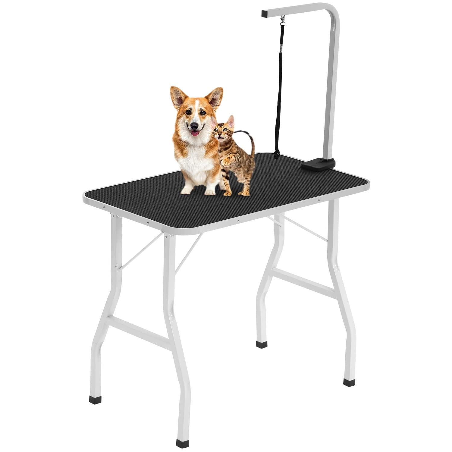 BestPet 32inch Foldable Dog Grooming Table with Adjustable Height Arm/Noose Heavy Duty Drying Table Portable Trimming Table Pet Grooming Table for Dogs Cats